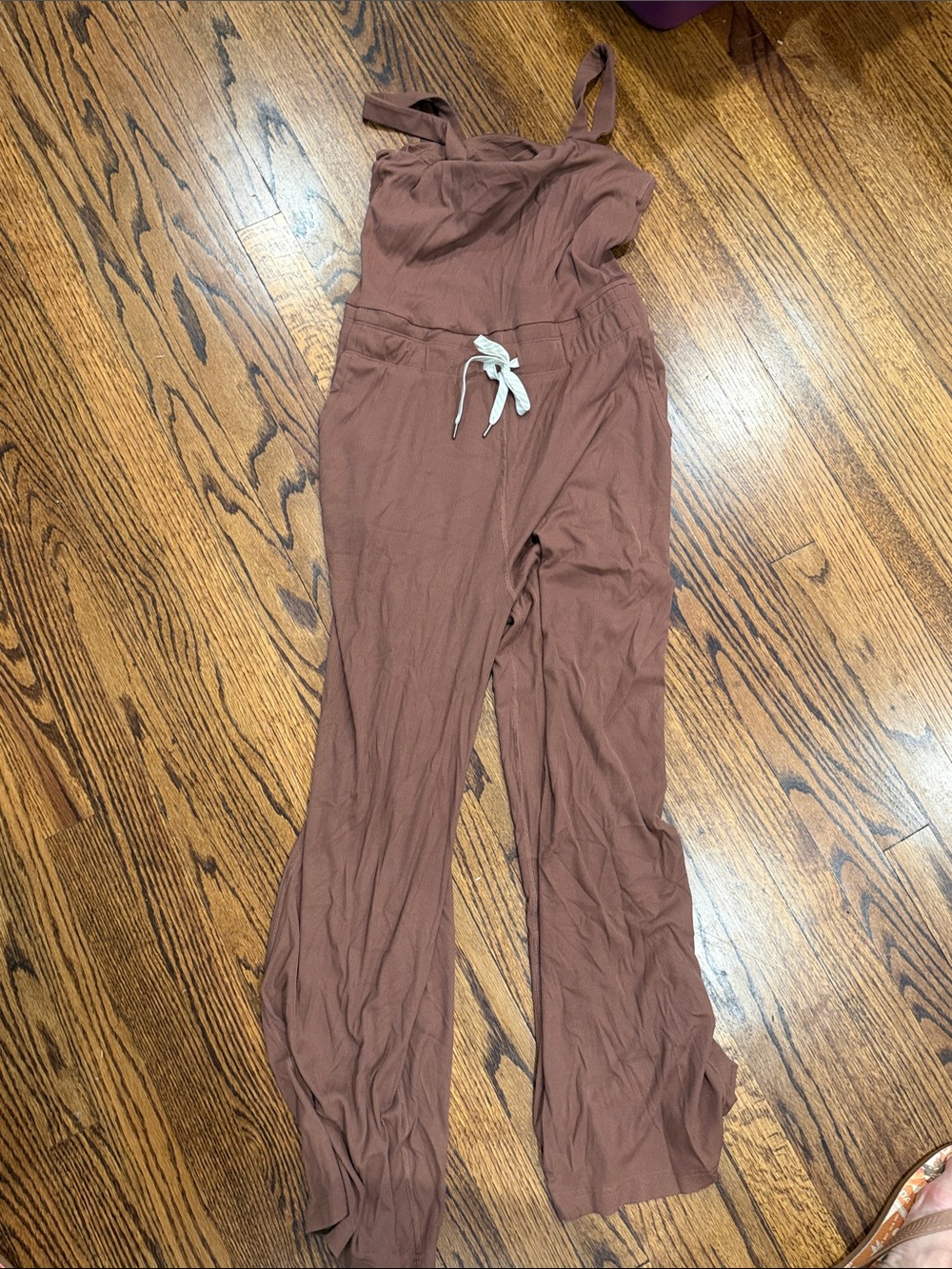 VuoriRust Brown Sleeveless Jumpsuit with Contrast Tie